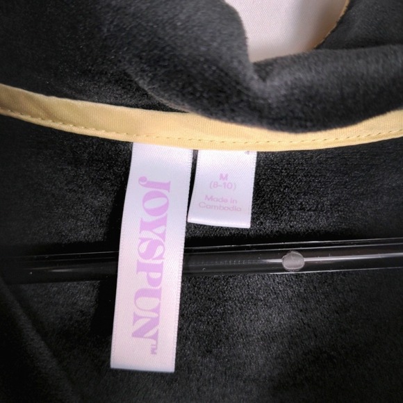 Joyspun Womens Black Velour Button Down Pajama Top Gold Piping Size M - Picture 3 of 6